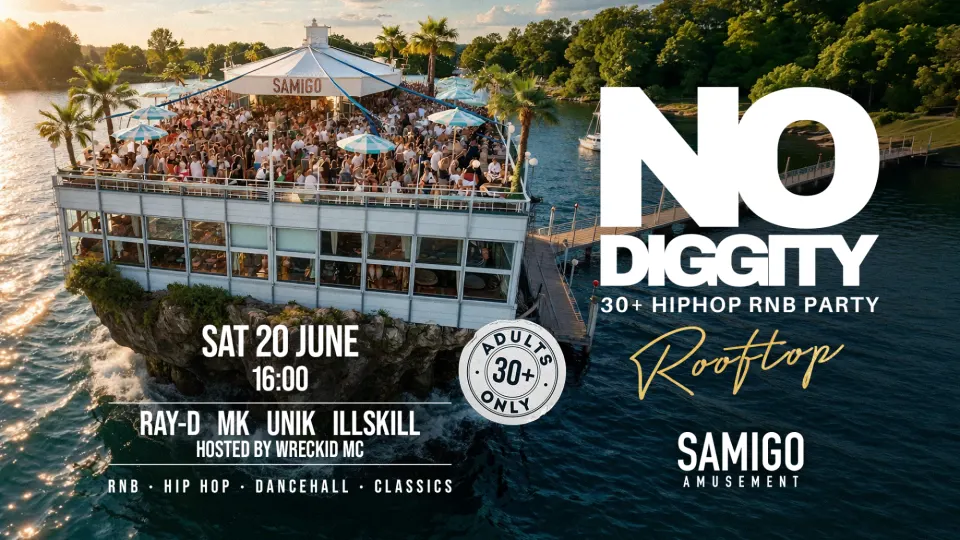 Flyer No Diggity Sunset Party - Samigo Zurich — Rooftop 20.06.26