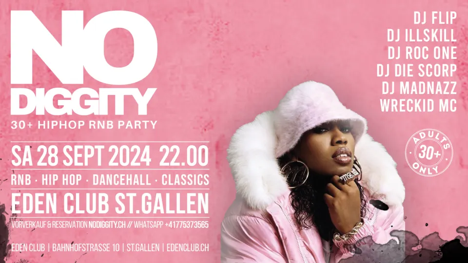 Flyer No Diggity - 30+ Hip Hop RnB Party