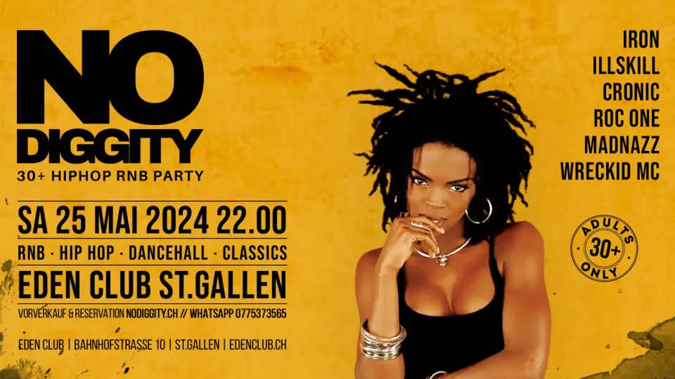 Flyer No Diggity - 30+ Hip Hop RnB Party