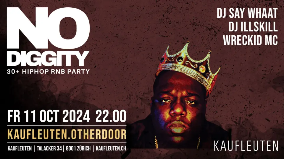 Flyer No Diggity - 30+ Hip Hop RnB Party