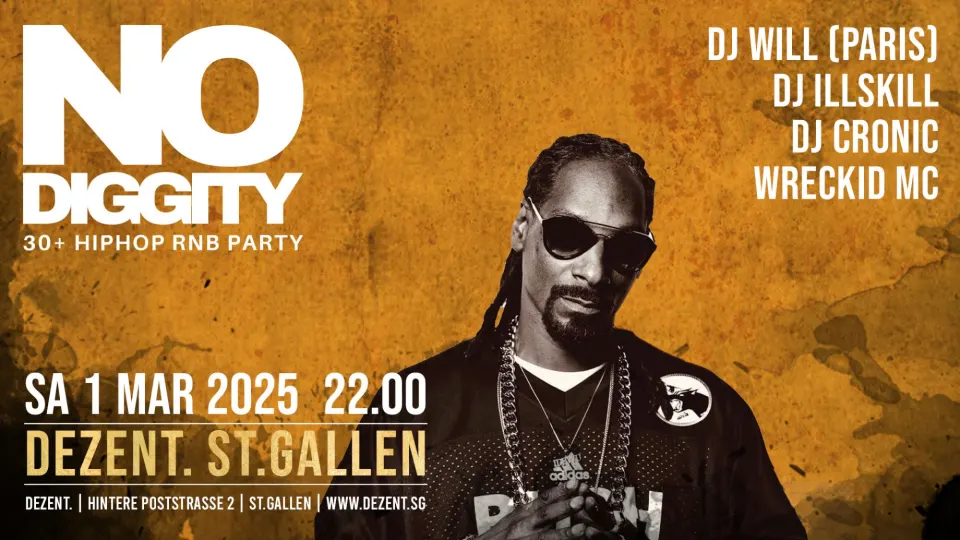 Flyer No Diggity - 30+ Hip Hop RnB Party