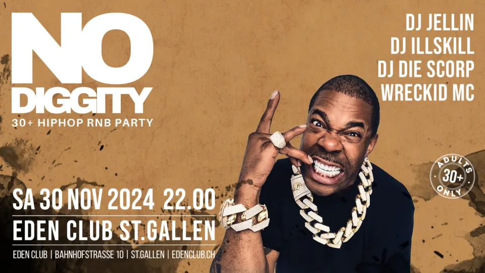 Flyer No Diggity - 30+ Hip Hop RnB Party